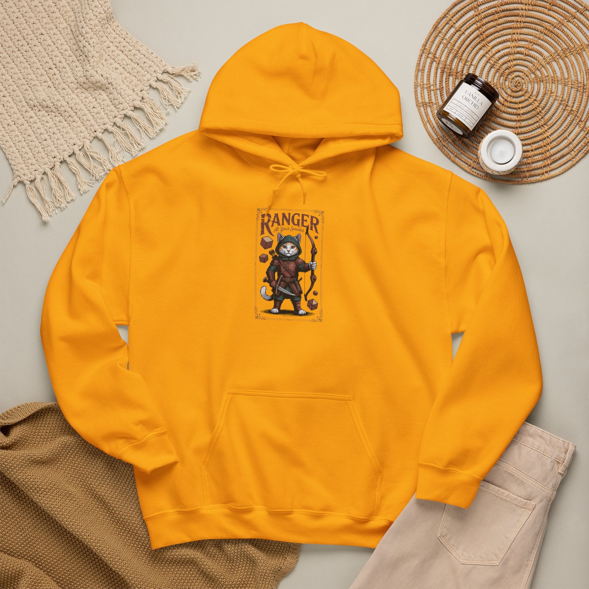Ranger Cat at Your Serivece D&D Hoodie | Cat Lover RPG Gift