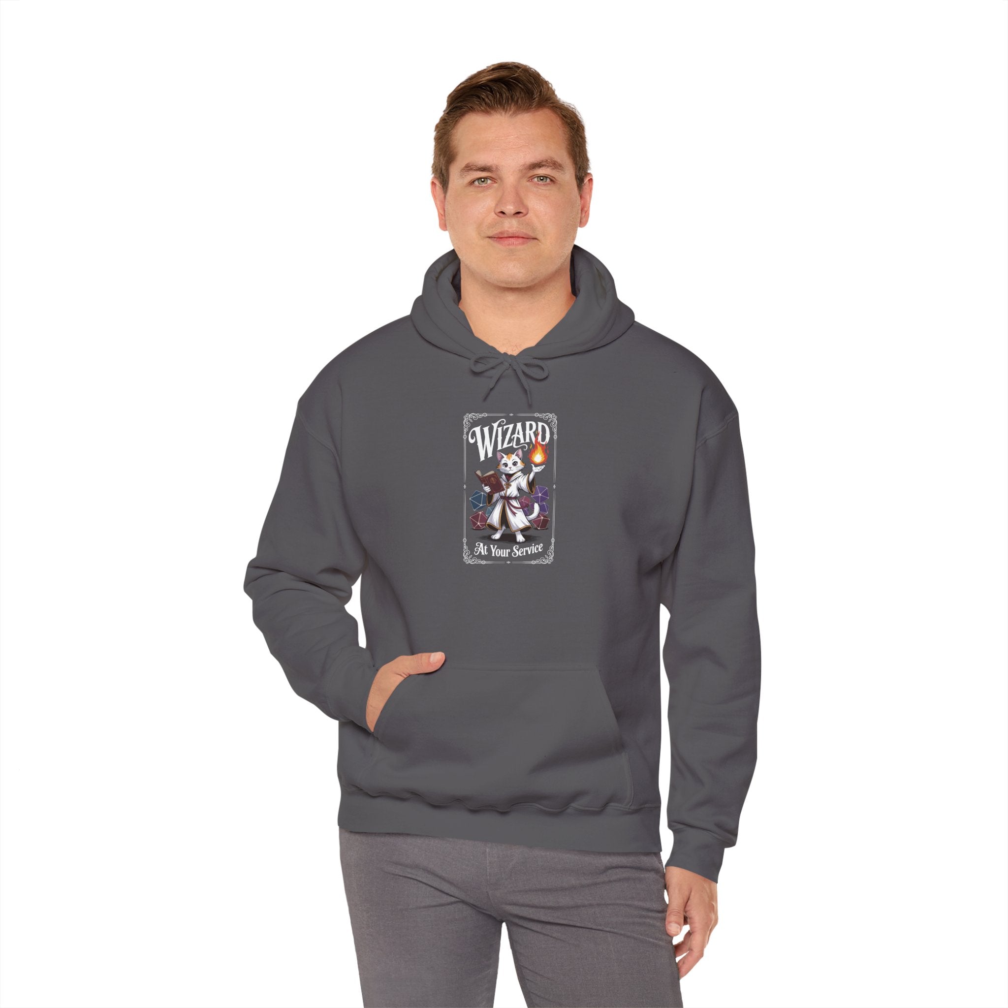 Wizard Cat at Your Serivece D&D Hoodie | Cat Lover RPG Gift