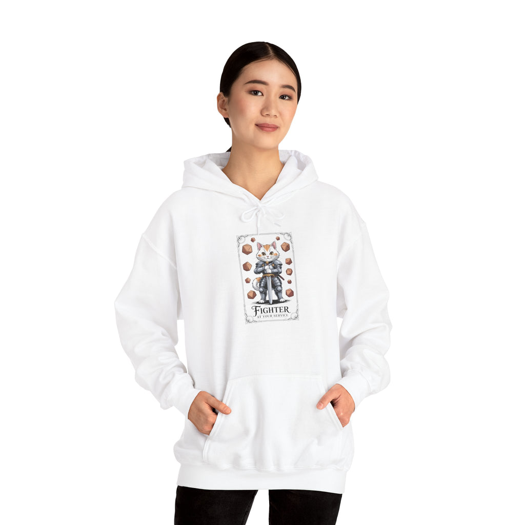 Fighter Cat at Your Service D&D Hoodie | Cat Lover RPG Gift