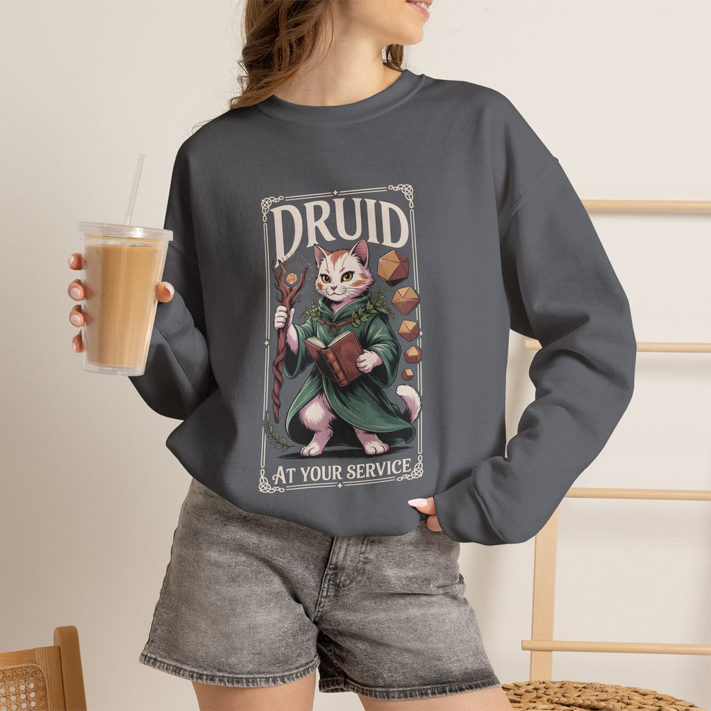 Druid Cat at Your Serivece D&D Sweatshirt | Cat Lover RPG Gift