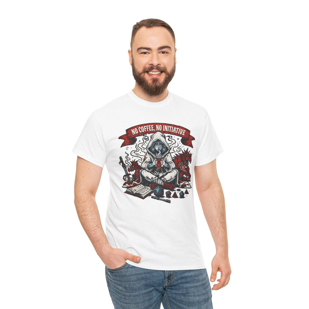 No Coffee, No Initiative | Fantasy RPG T-shirt