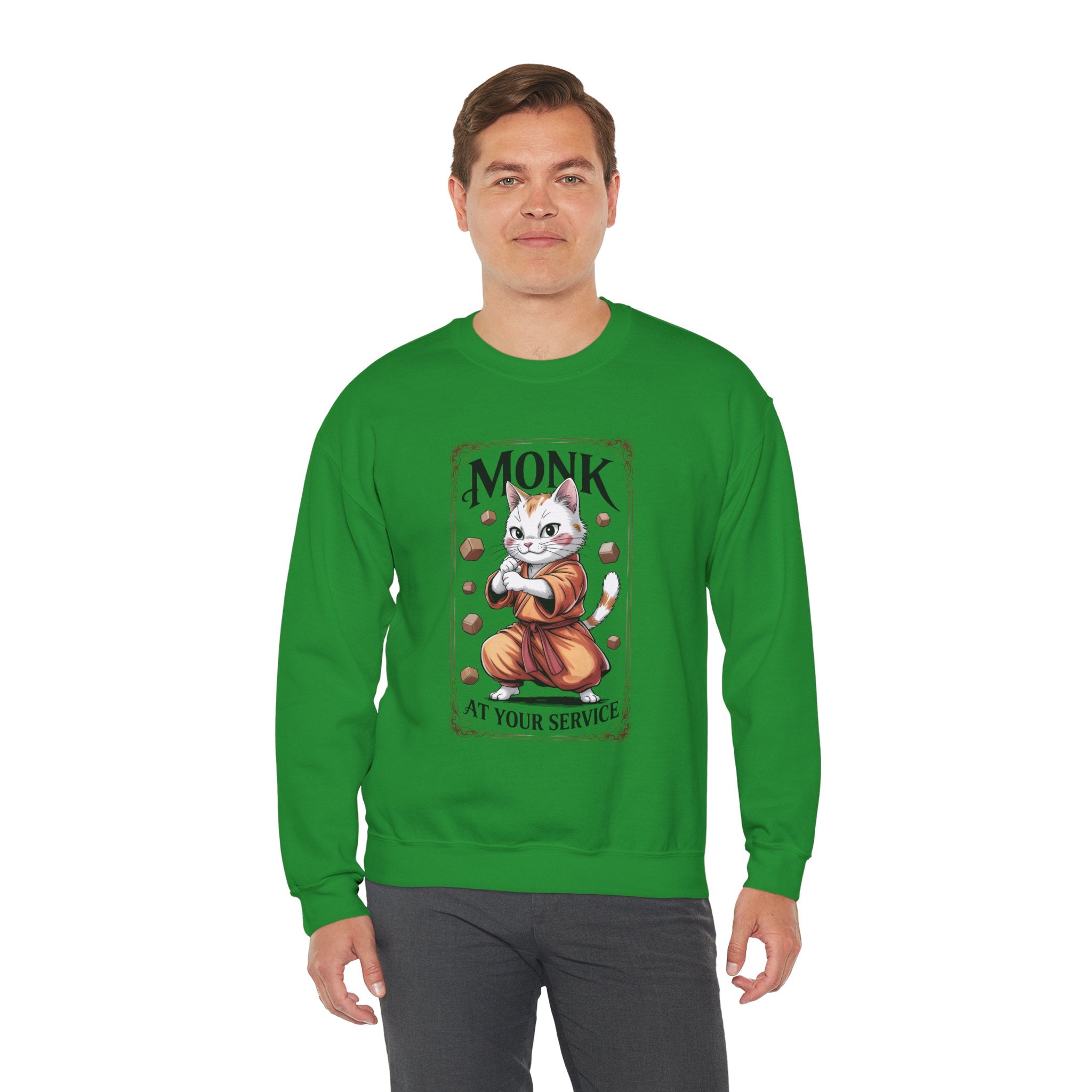 Monk Cat at Your Service D&D Sweatshirt | Cat Lover RPG Gift