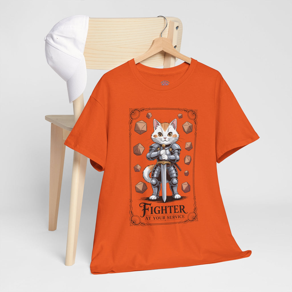 Fighter Cat at Your Service D&D T-shirt | Cat Lover RPG Gift