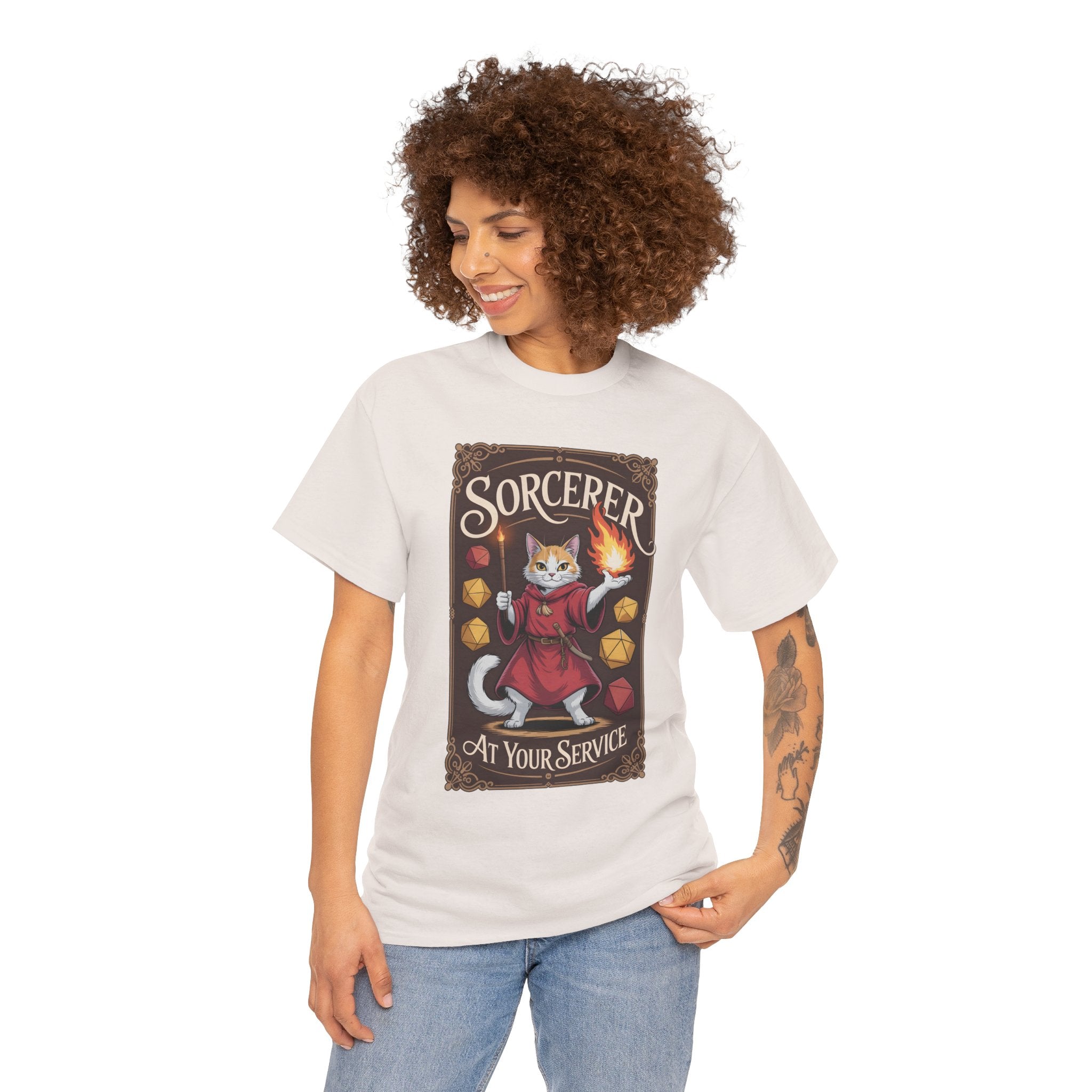 Sorcerer Cat at Your Service D&D T-shirt | Cat Lover RPG Gift