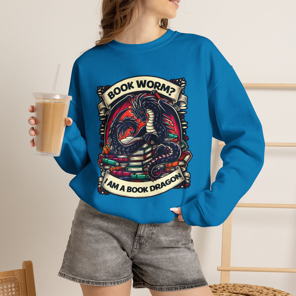 Book Worm? I Am a Book Dragon, Fantasy Reader Sweatshirt