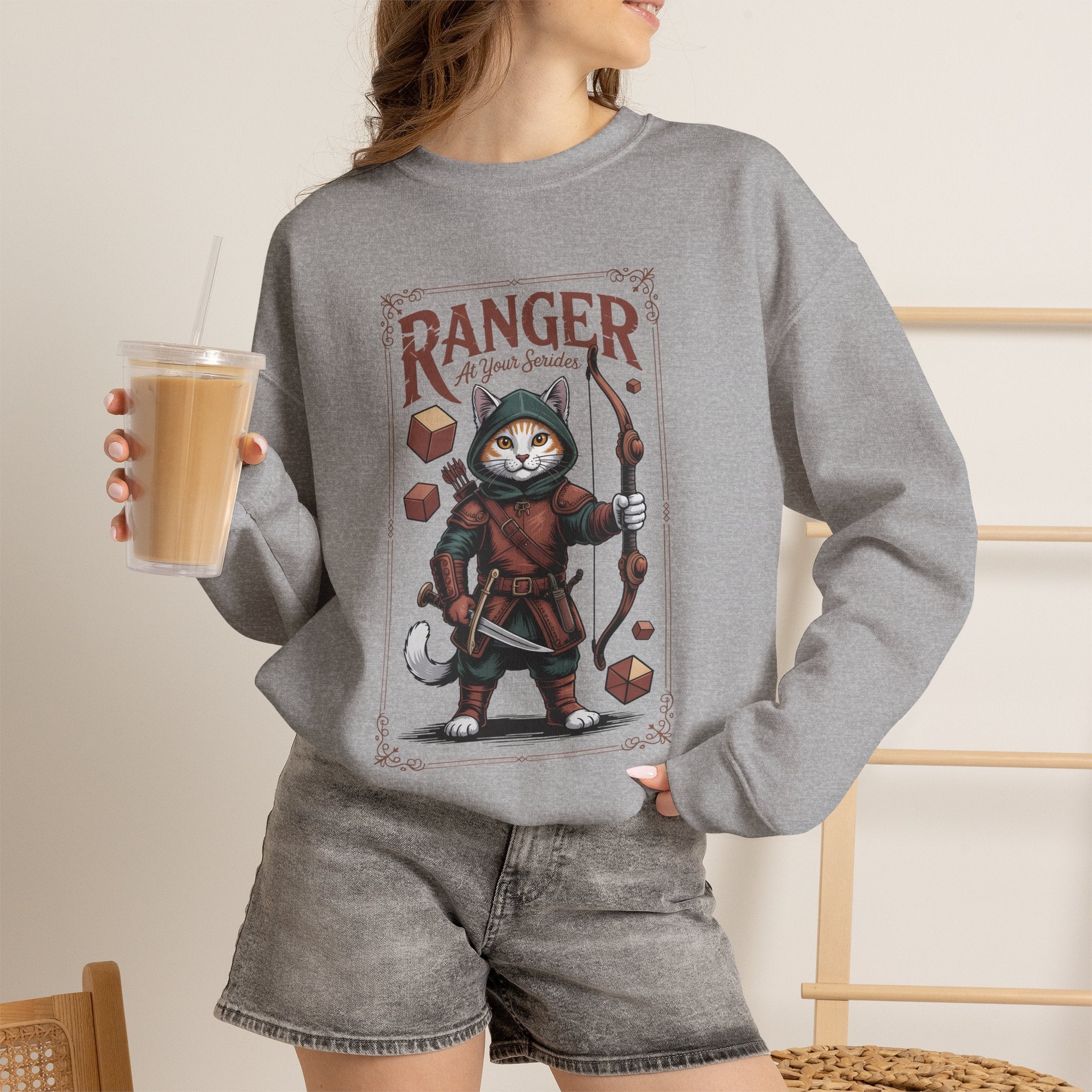 Ranger Cat at Your Serivece D&D Sweatshirt | Cat Lover RPG Gift