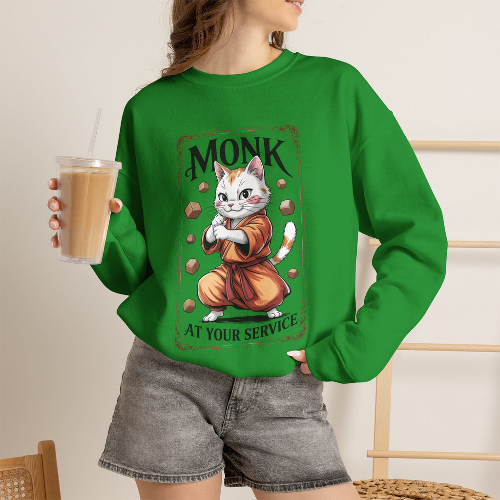 Monk Cat at Your Service D&D Sweatshirt | Cat Lover RPG Gift