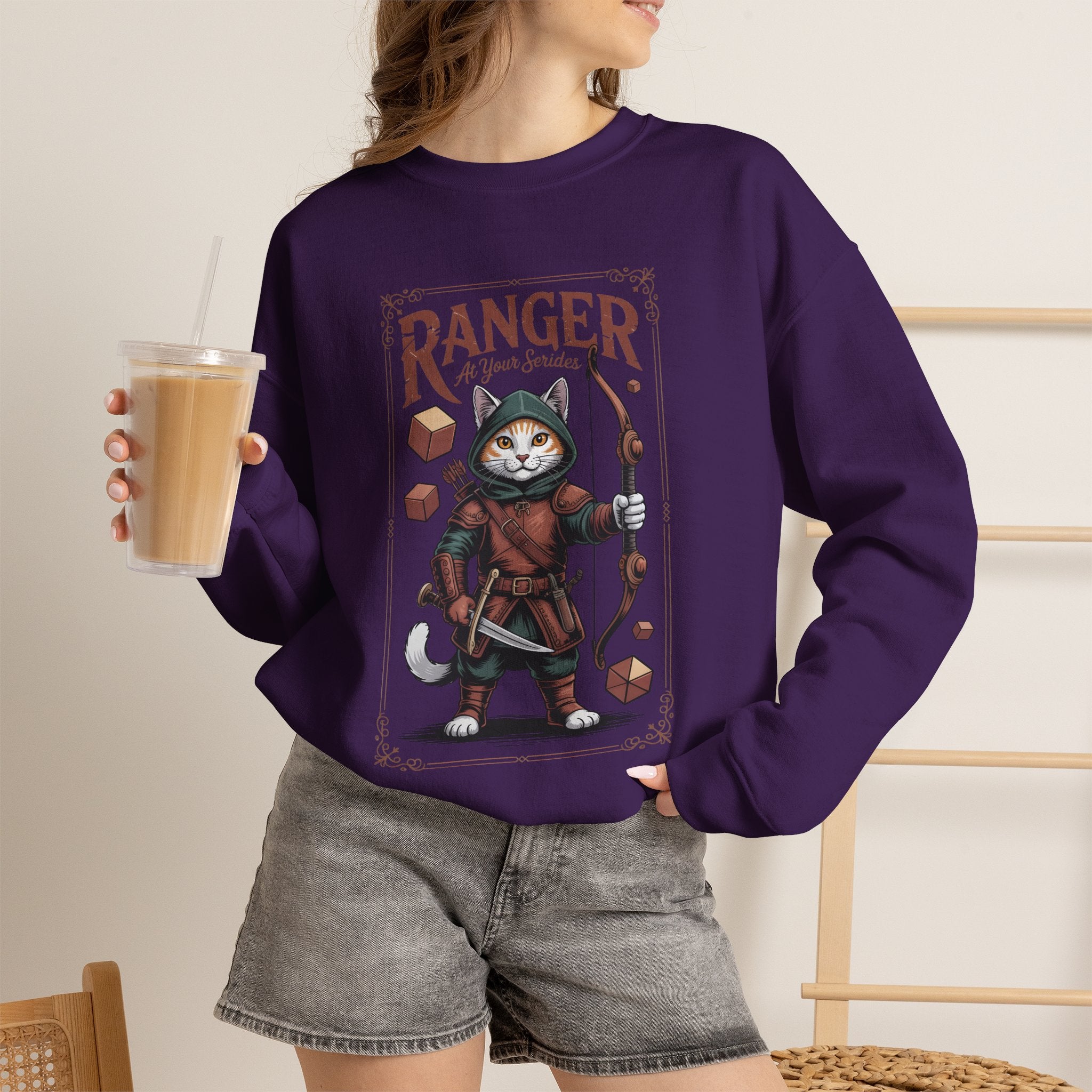 Ranger Cat at Your Serivece D&D Sweatshirt | Cat Lover RPG Gift