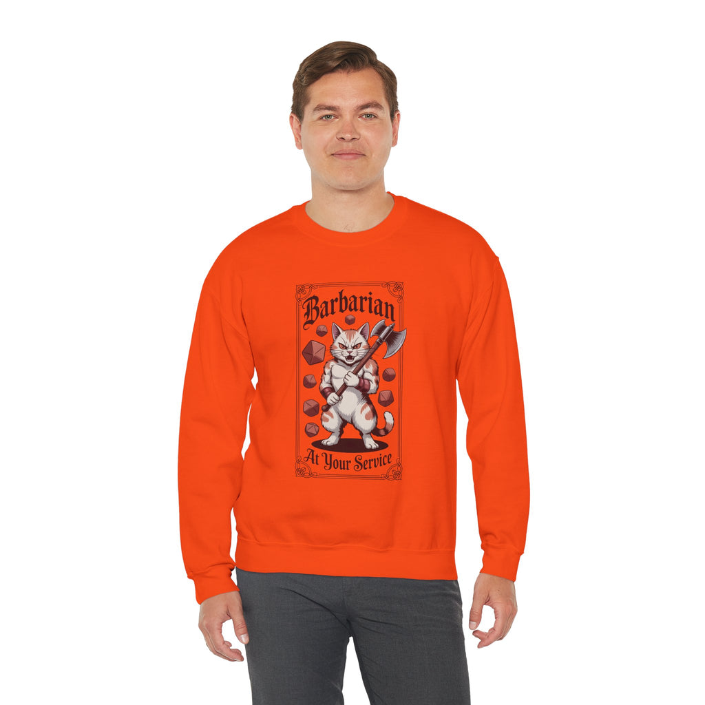 Barbarian Cat at Your Serivece D&D Sweatshirt | Cat Lover RPG Gift