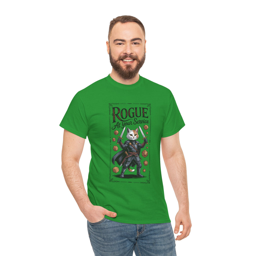 Rogue Cat at Your Serivece D&D T-shirt | Cat Lover RPG Gift