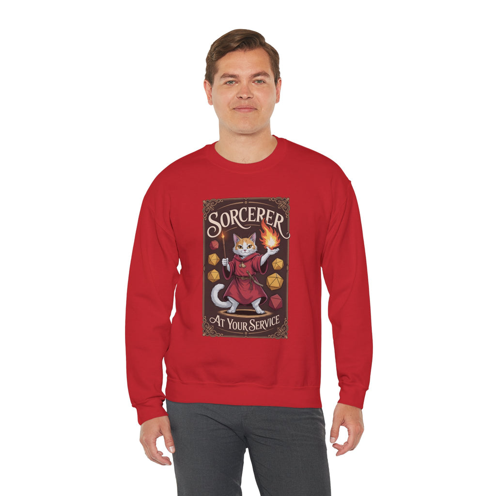 Sorcerer Cat at Your Service D&D Sweatshirt | Cat Lover RPG Gift