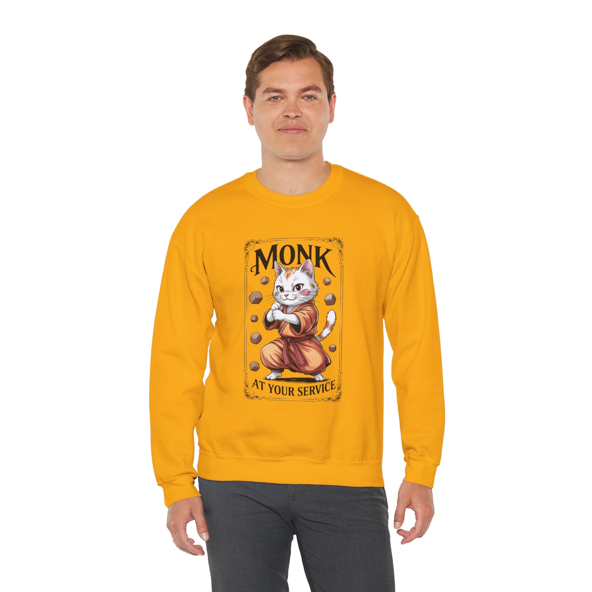 Monk Cat at Your Service D&D Sweatshirt | Cat Lover RPG Gift