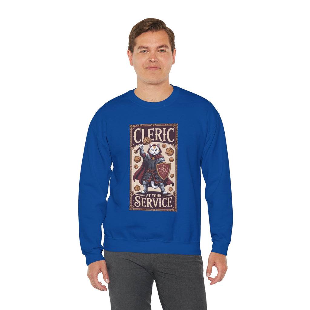 Cleric Cat at Your Service D&D Sweatshirt | Cat Lover RPG Gift