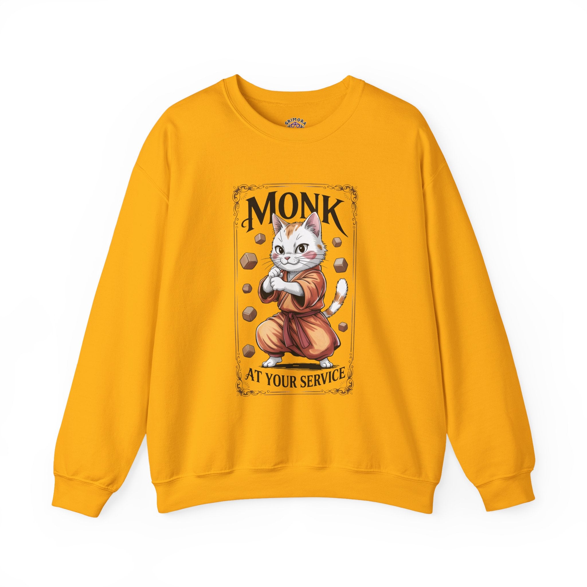 Monk Cat at Your Service D&D Sweatshirt | Cat Lover RPG Gift