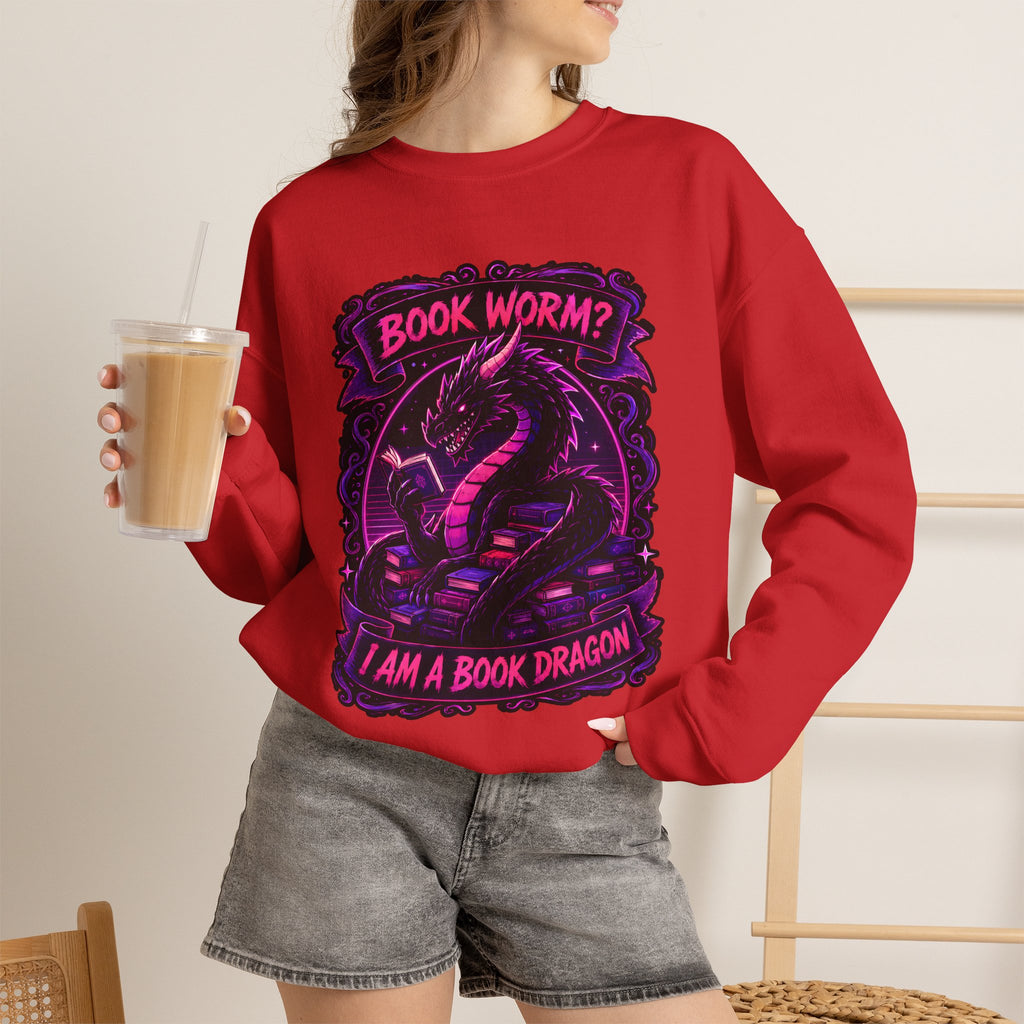 Book Worm? I Am a Book Dragon, Fantasy Reader Sweatshirt