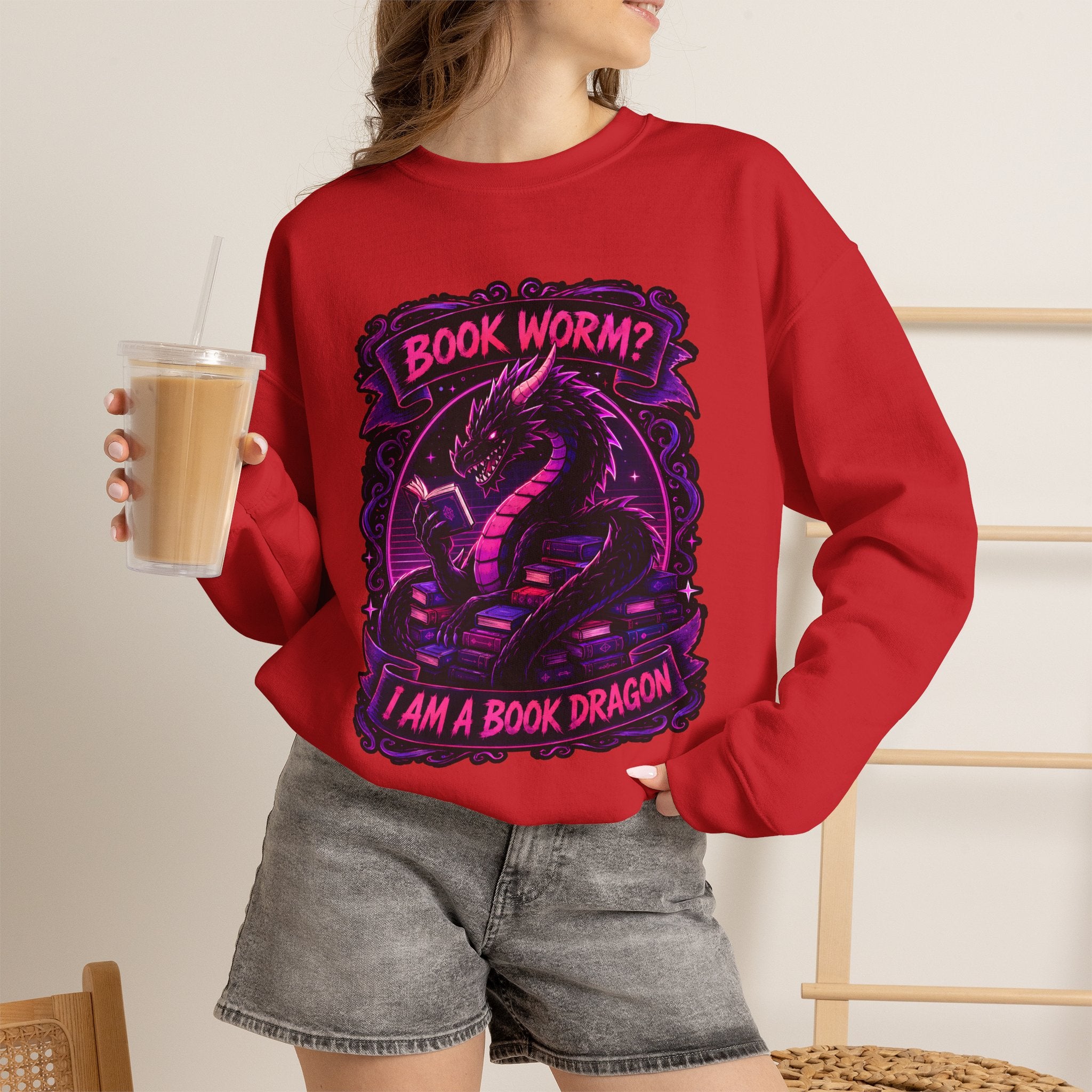 Book Worm? I Am a Book Dragon, Fantasy Reader Sweatshirt