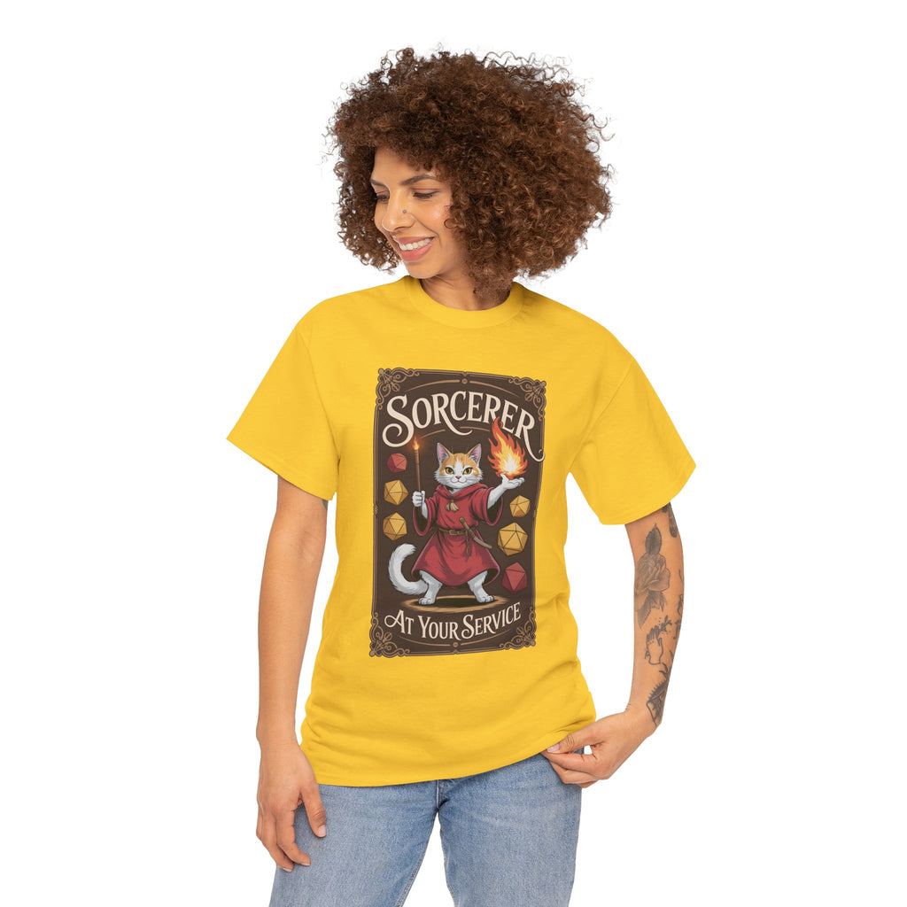 Sorcerer Cat at Your Service D&D T-shirt | Cat Lover RPG Gift