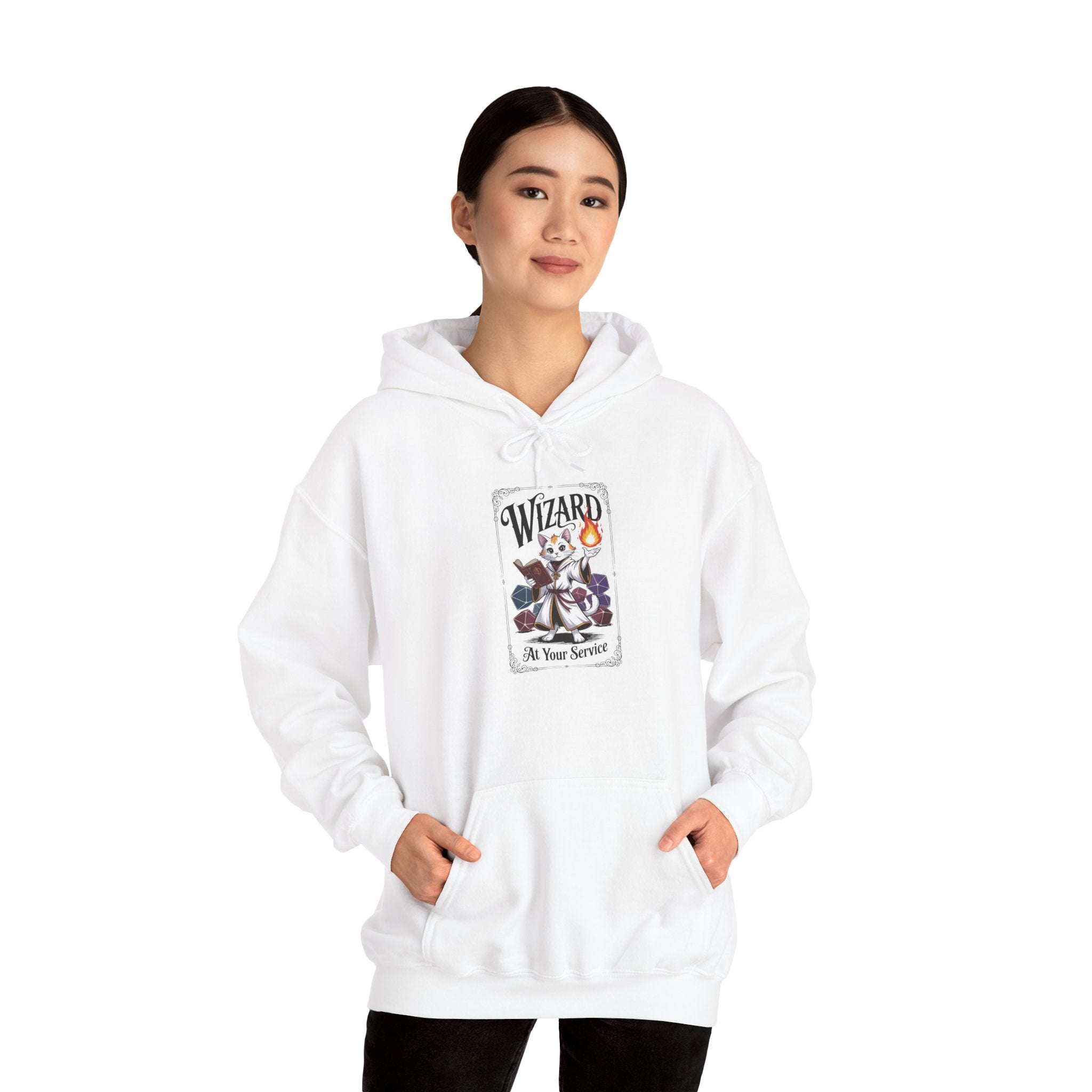 Wizard Cat at Your Serivece D&D Hoodie | Cat Lover RPG Gift