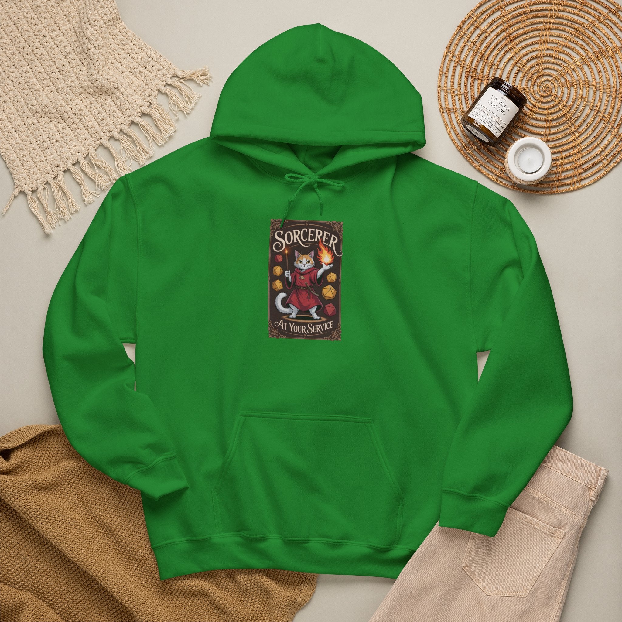 Sorcerer Cat at Your Service D&D Hoodie | Cat Lover RPG Gift