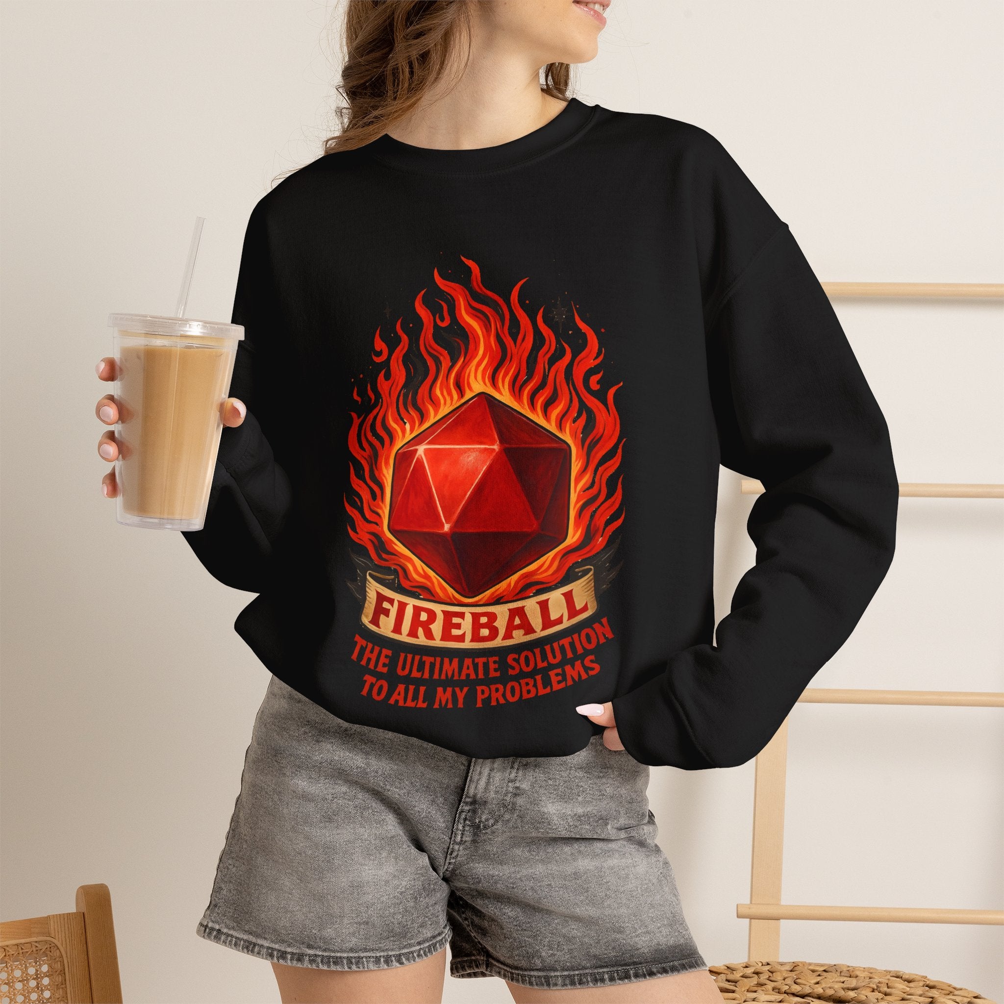 Fireball – The Ultimate Solution to All My Problems| Funny RPG Sweatshirt