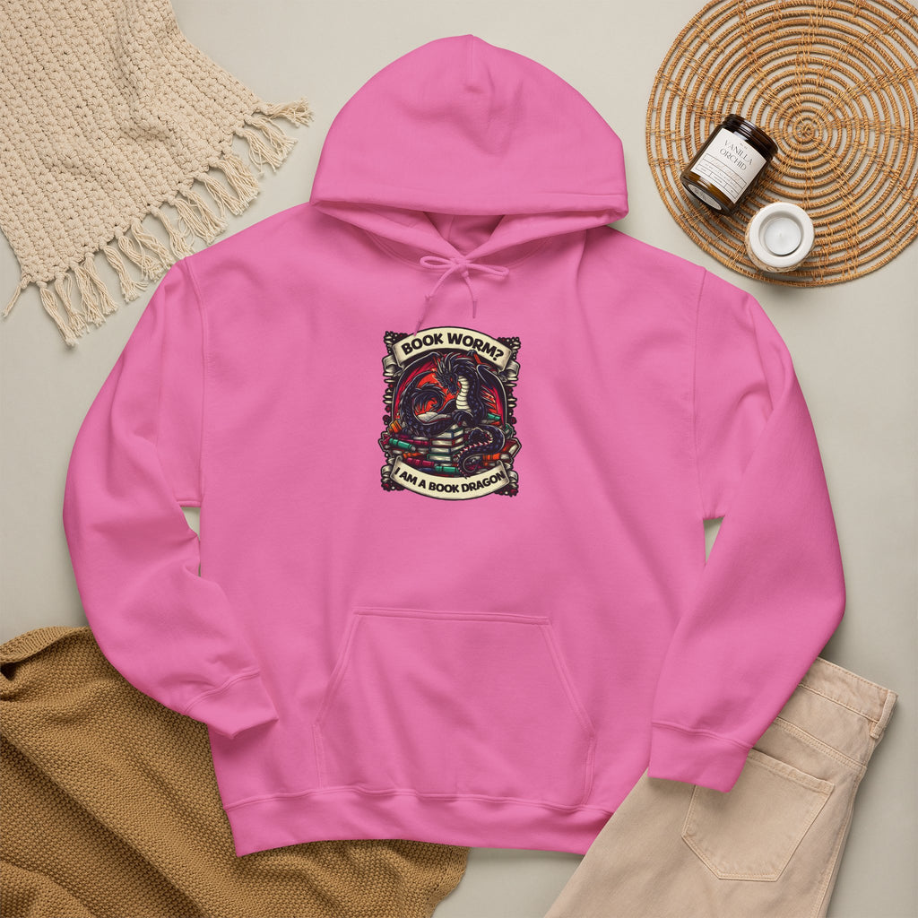 Book Worm? I Am a Book Dragon, Fantasy Reader Hoodie
