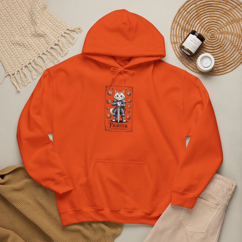 Fighter Cat at Your Service D&D Hoodie | Cat Lover RPG Gift