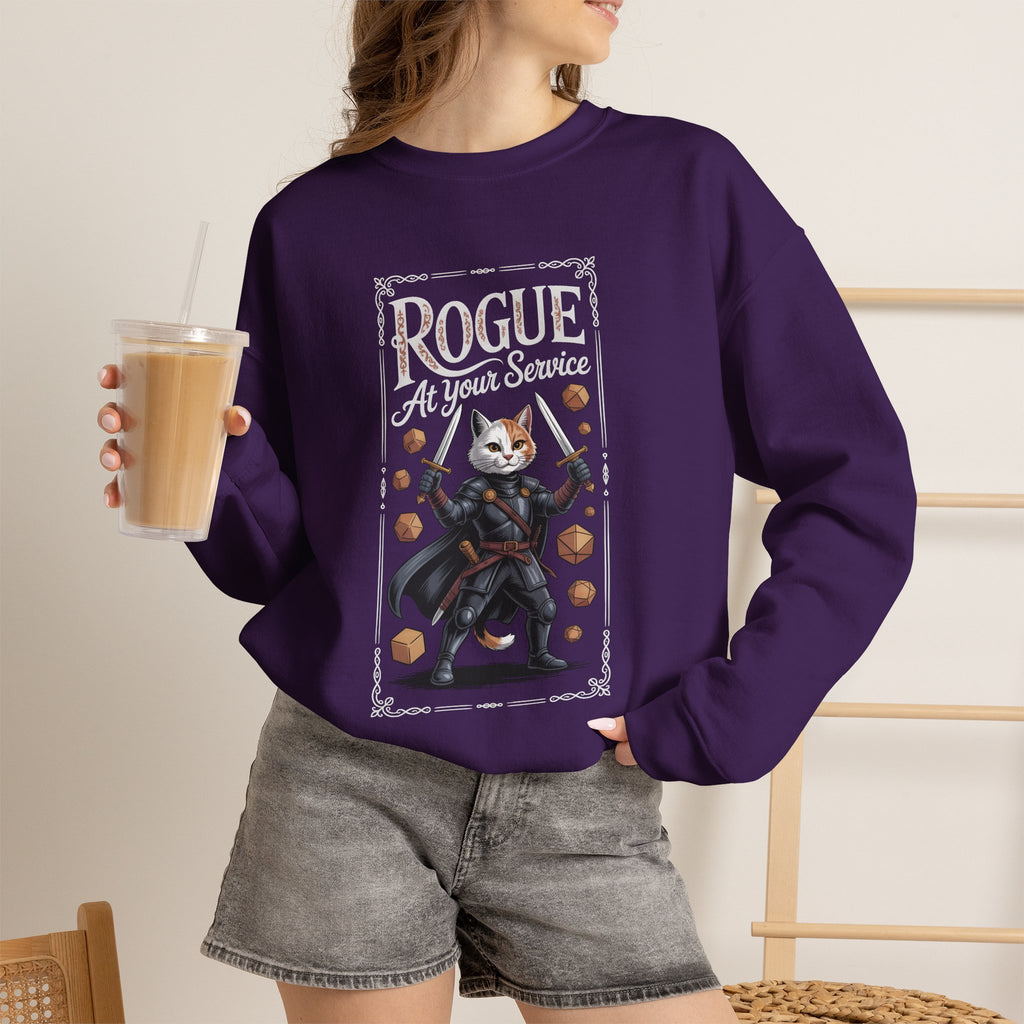 Rogue Cat at Your Serivece D&D Sweatshirt | Cat Lover RPG Gift