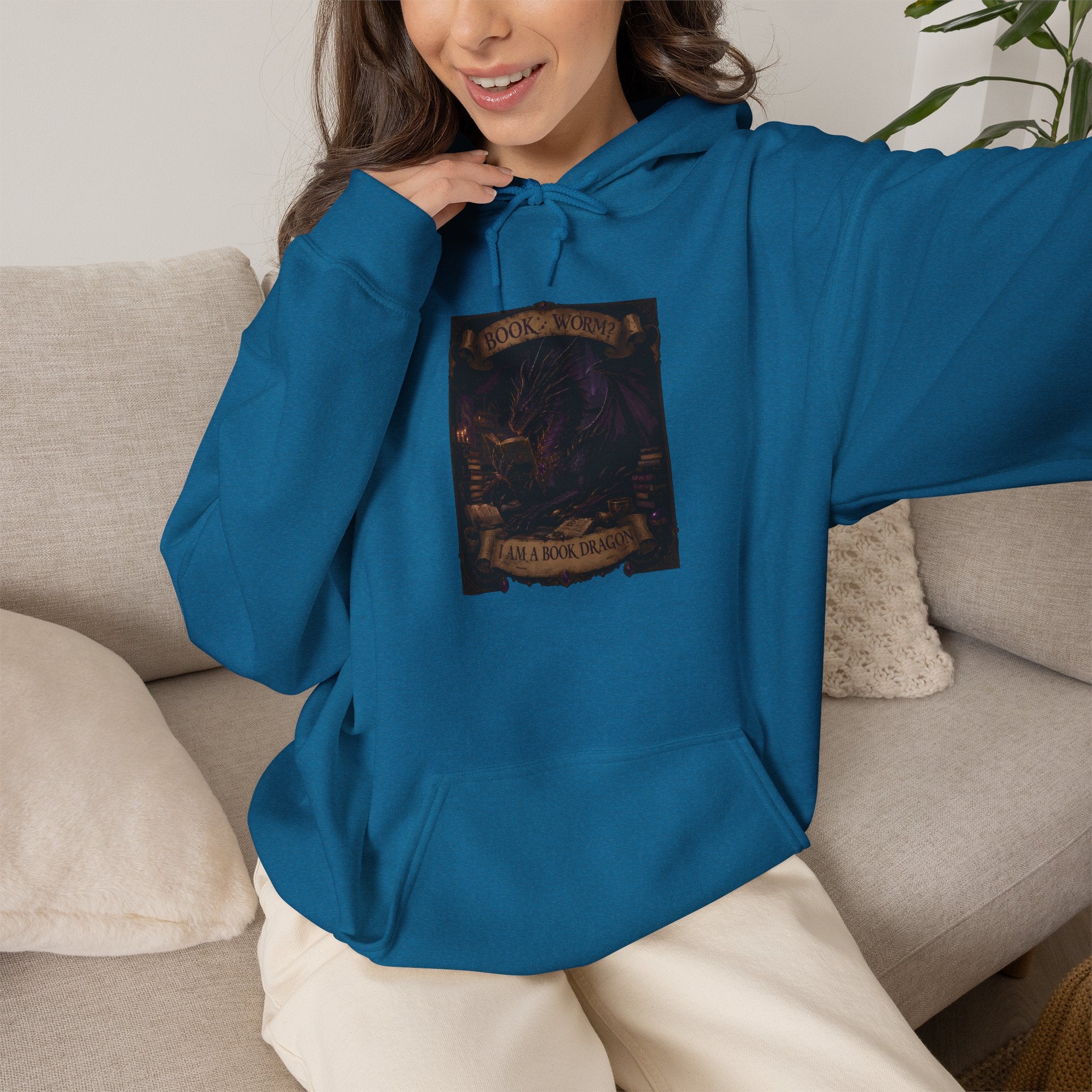 Book Worm? I Am a Book Dragon, Fantasy Reader Hoodie