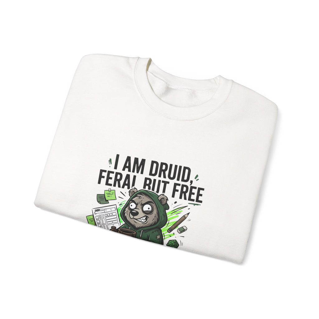 Feral But Free Crewneck Sweatshirt | chaotic-quirky, unhinged millennial burnout