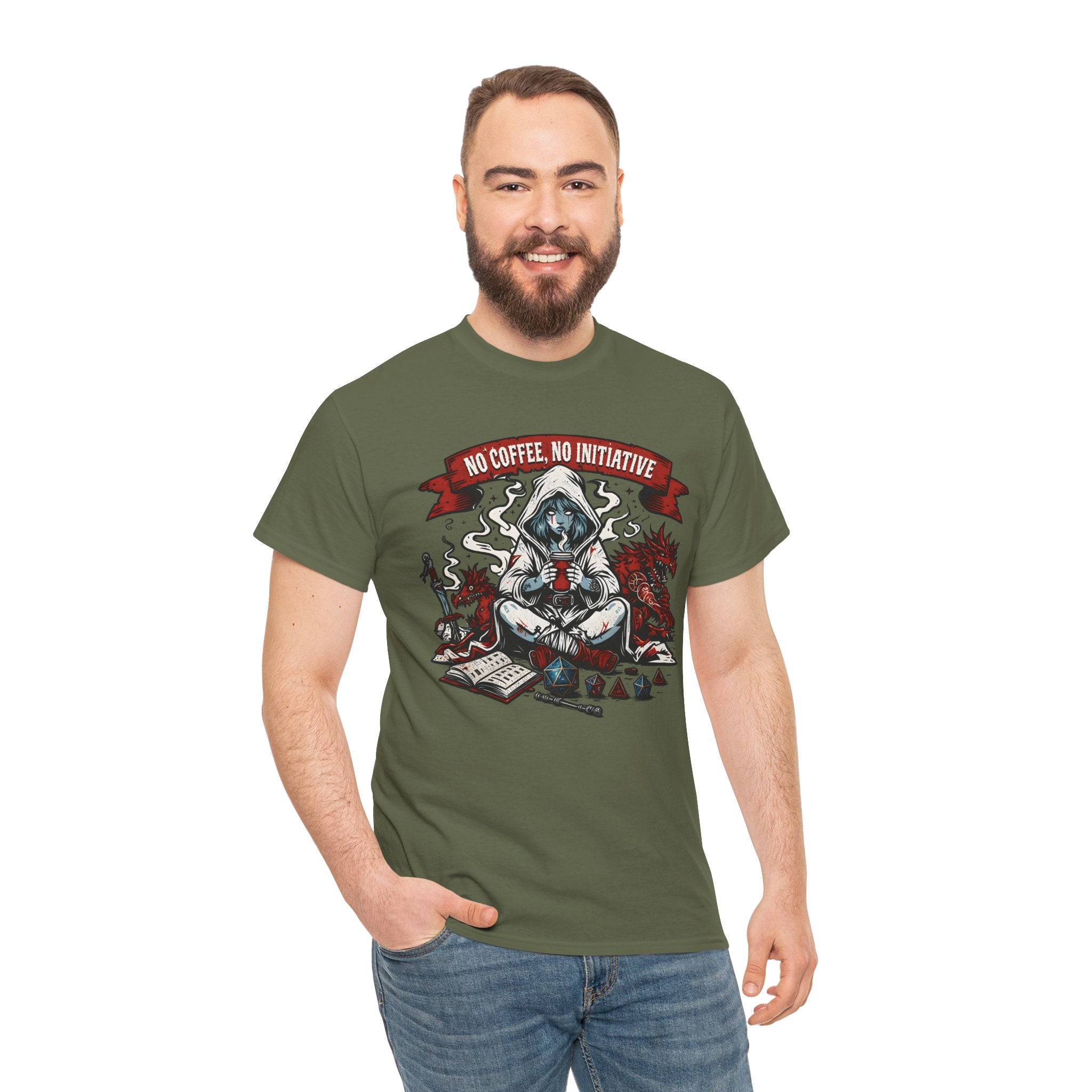 No Coffee, No Initiative | Fantasy RPG T-shirt