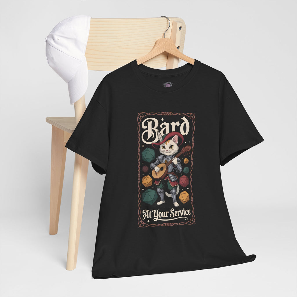 Bard Cat at Your Serivece D&D T-shirt | Cat Lover RPG Gift