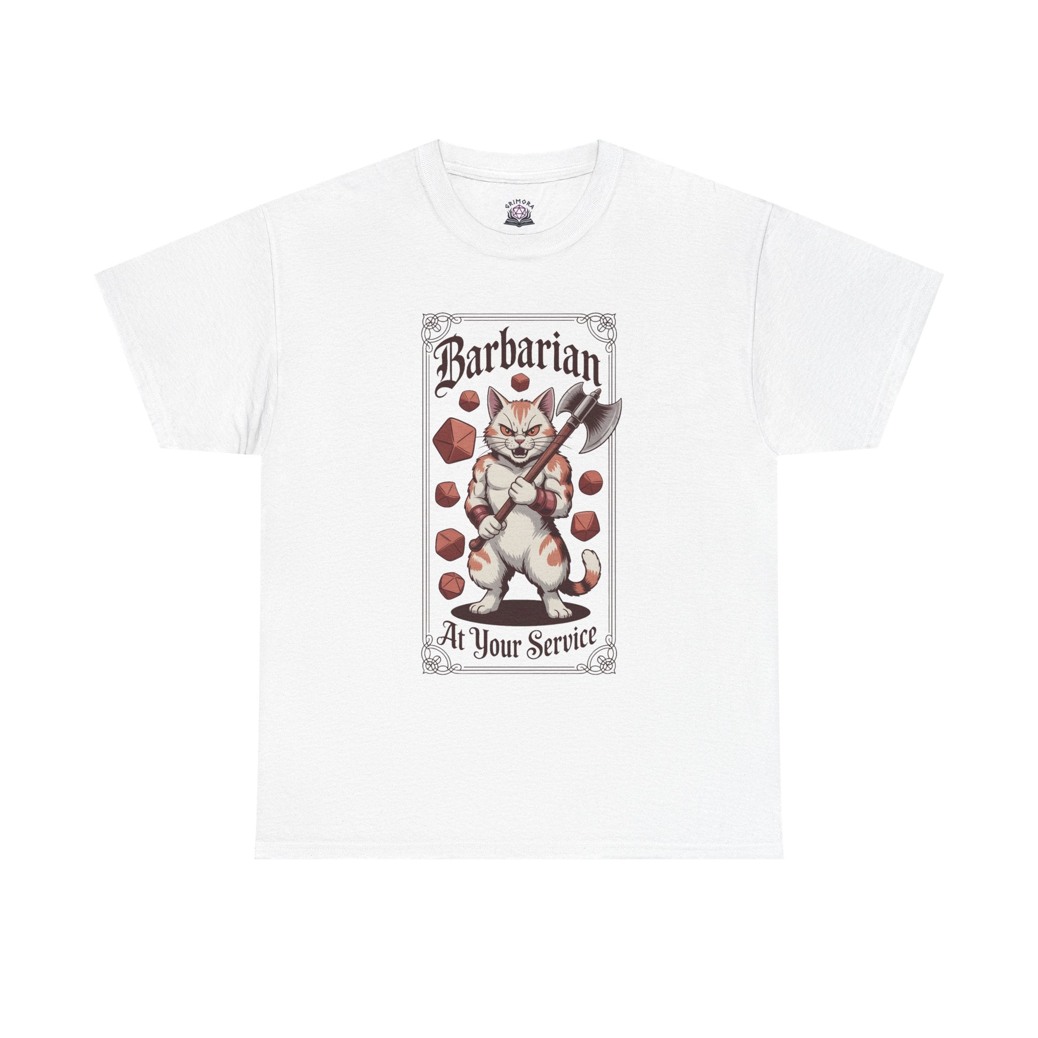 Barbarian Cat at Your Serivece D&D T-shirt | Cat Lover RPG Gift