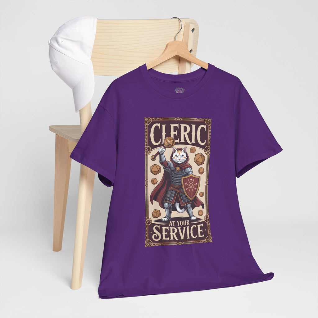 Cleric Cat at Your Service D&D T-shirt | Cat Lover RPG Gift