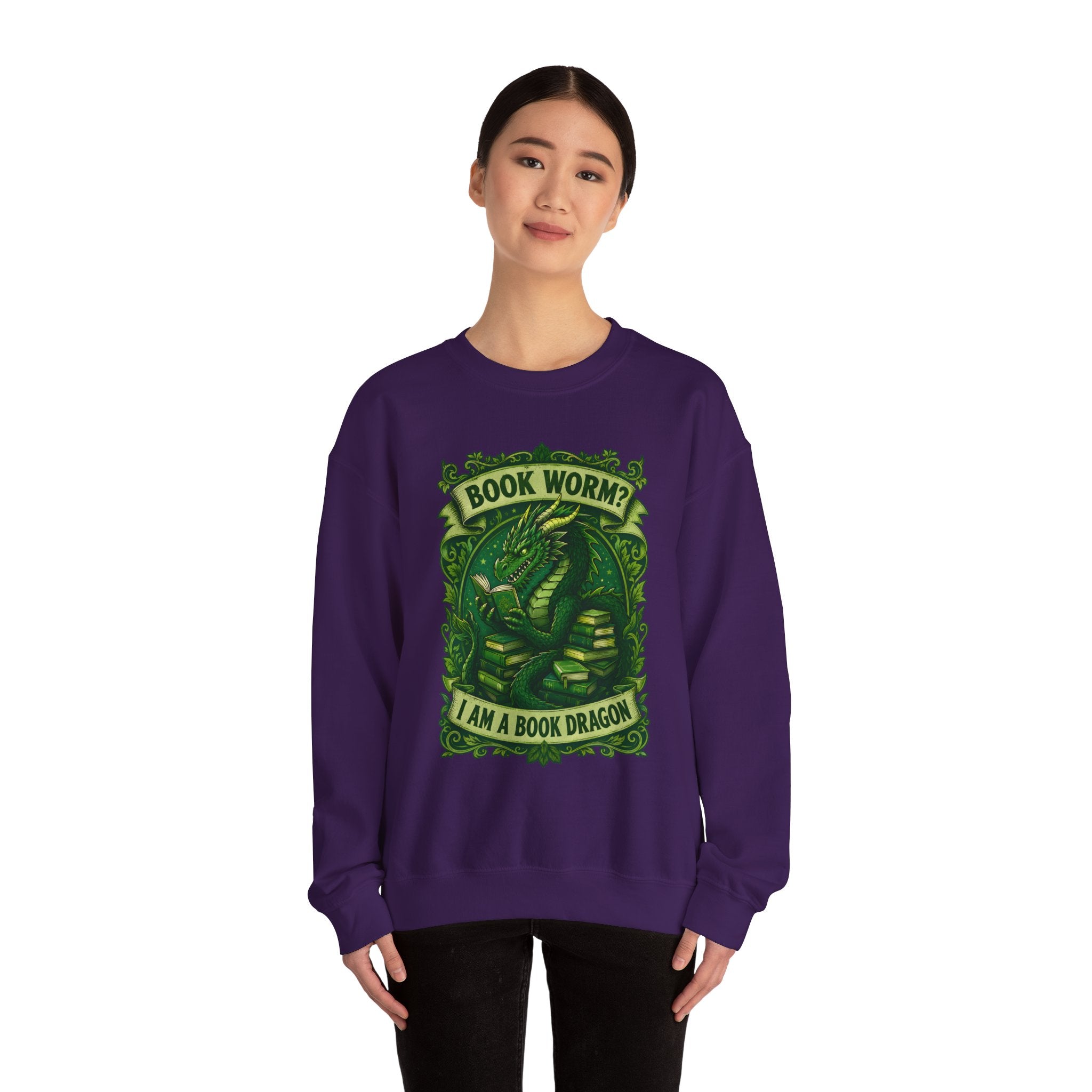 Book Worm? I Am a Book Dragon, Fantasy Reader Sweatshirt