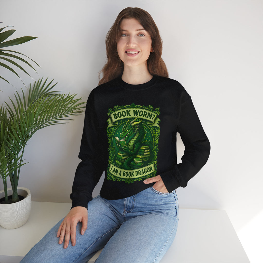 Book Worm? I Am a Book Dragon, Fantasy Reader Sweatshirt