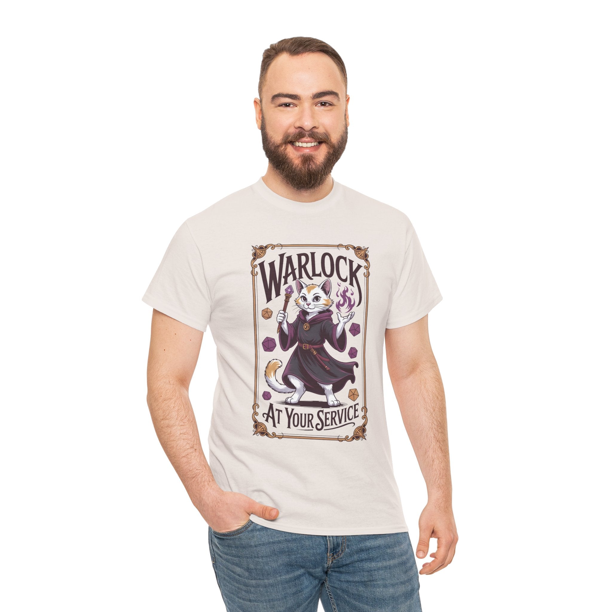 Warlock Cat at Your Serivece D&D T-shirt | Cat Lover RPG Gift