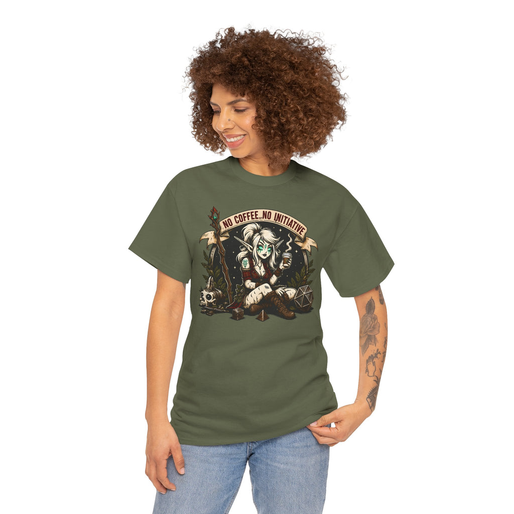 No Coffee, No Initiative | Fantasy RPG T-shirt