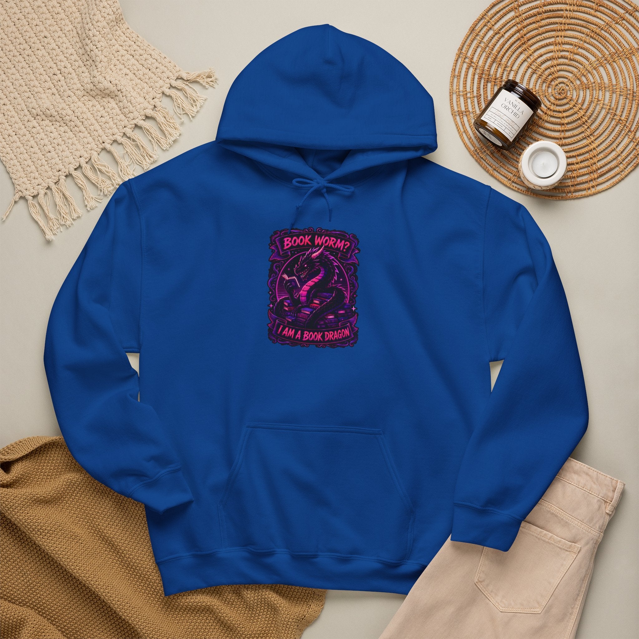 Book Worm? I Am a Book Dragon, Fantasy Reader Hoodie