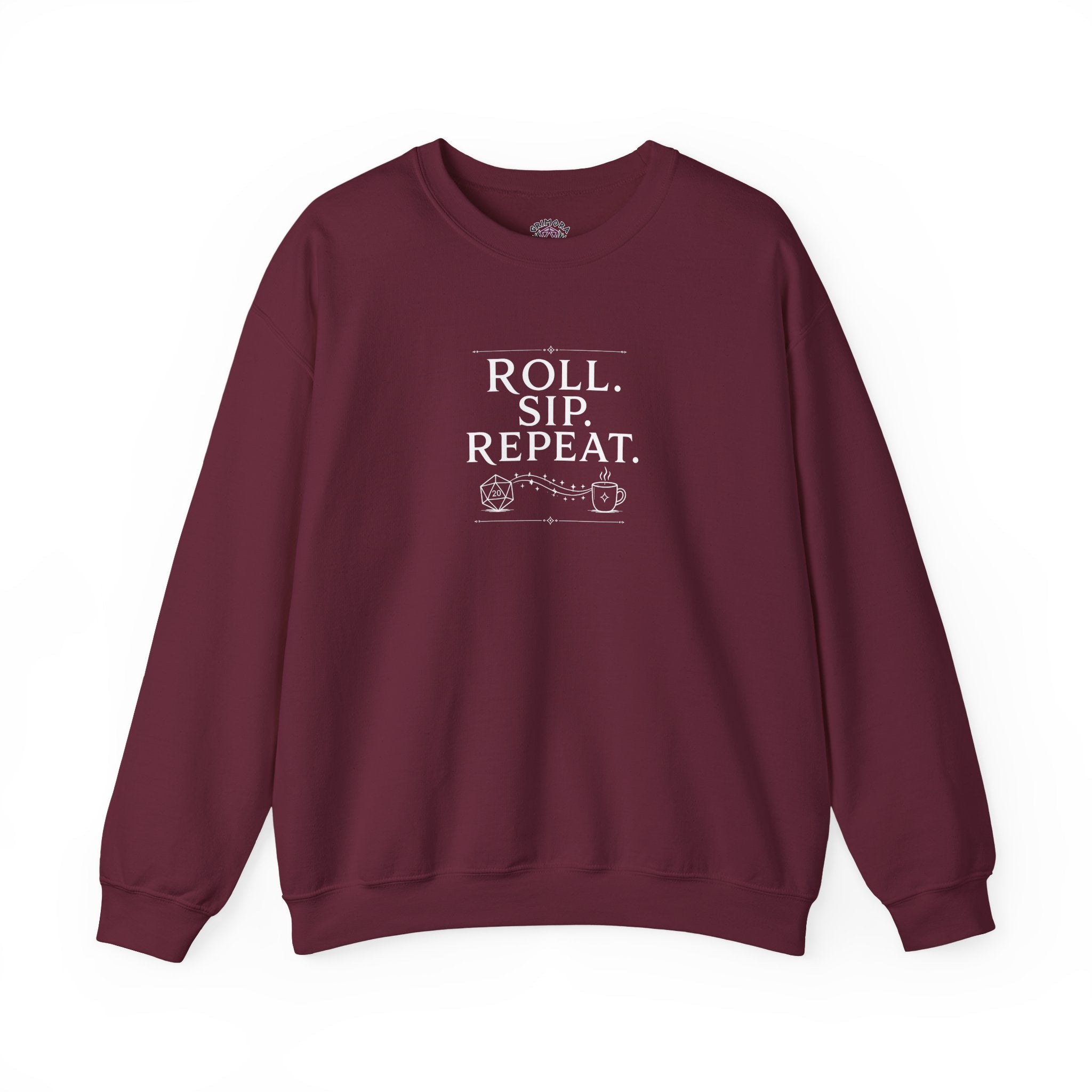 Roll. Sip. Repeat. | Tabletop RPG Coffee Sweatshirt | Dice & Coffee Lover Sweatshirt