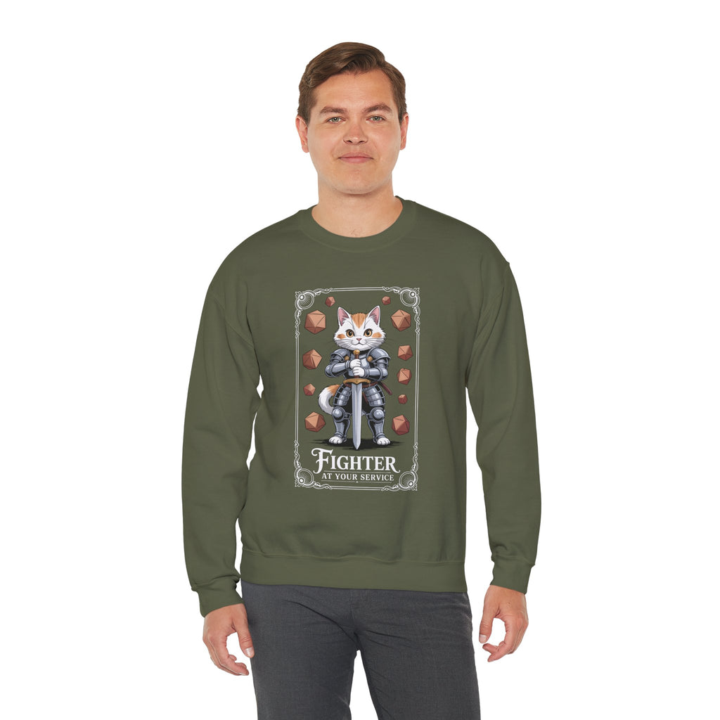 Fighter Cat at Your Service D&D Sweatshirt | Cat Lover RPG Gift