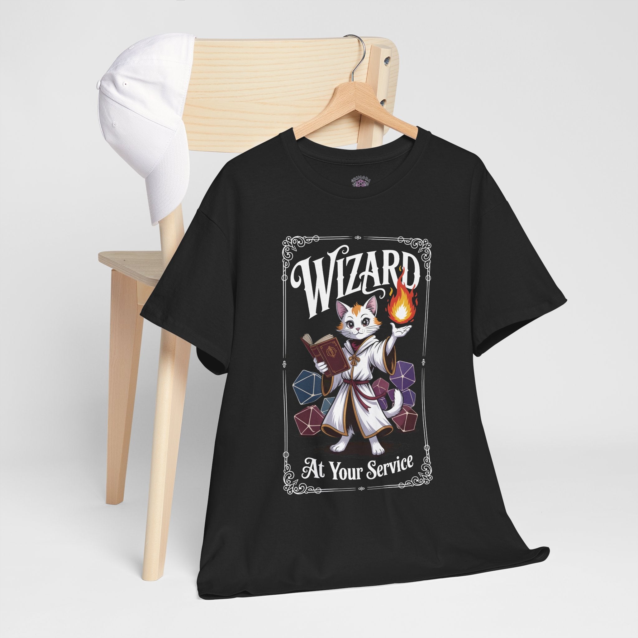 Wizard Cat at Your Serivece D&D T-shirt | Cat Lover RPG Gift