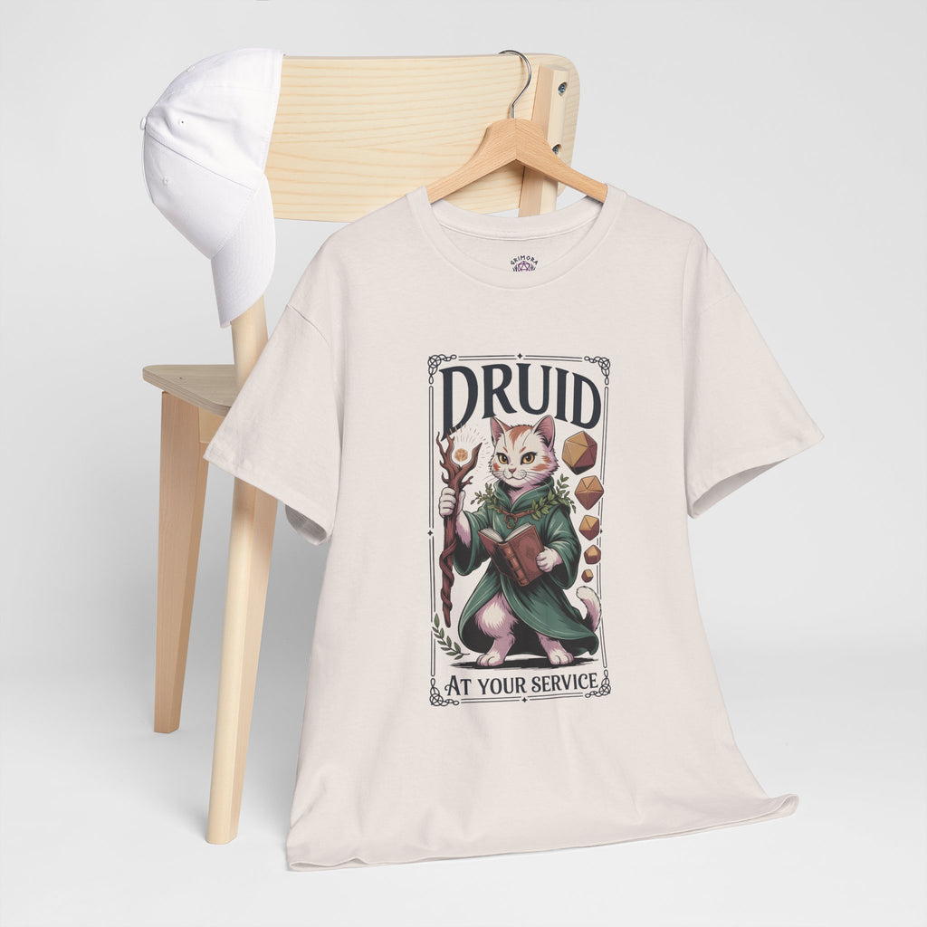 Druid Cat at Your Serivece D&D T-shirt | Cat Lover RPG Gift