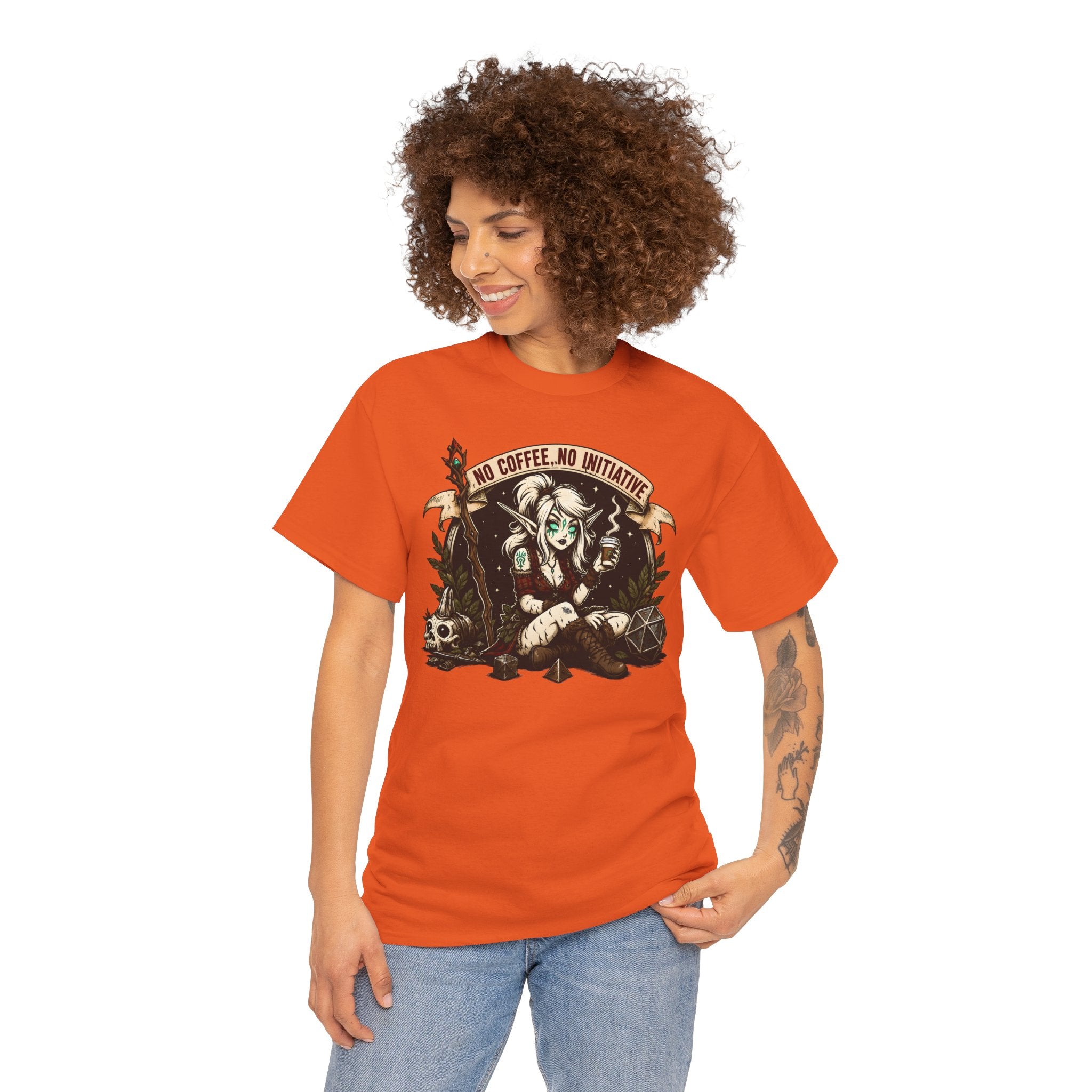 No Coffee, No Initiative | Fantasy RPG T-shirt