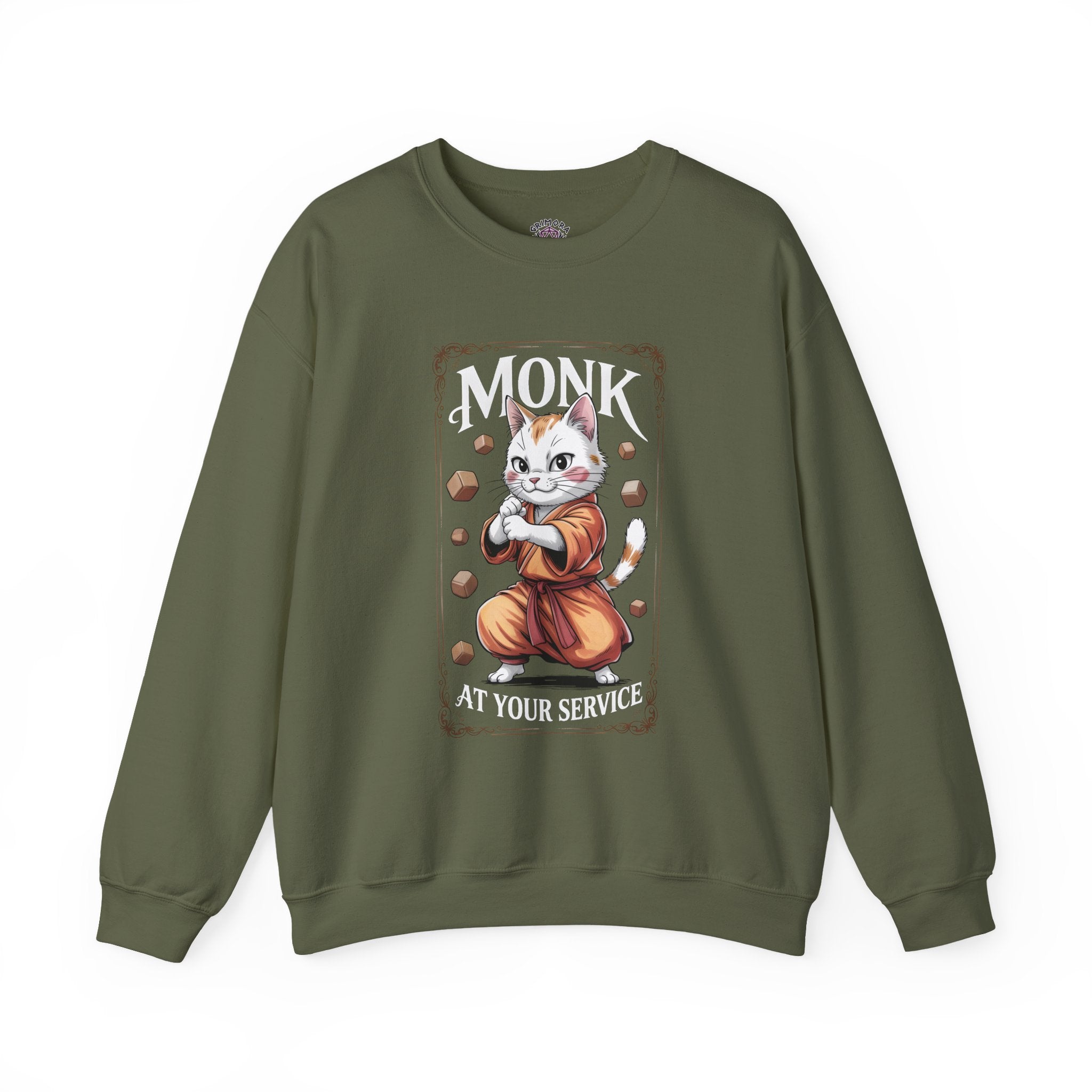 Monk Cat at Your Service D&D Sweatshirt | Cat Lover RPG Gift