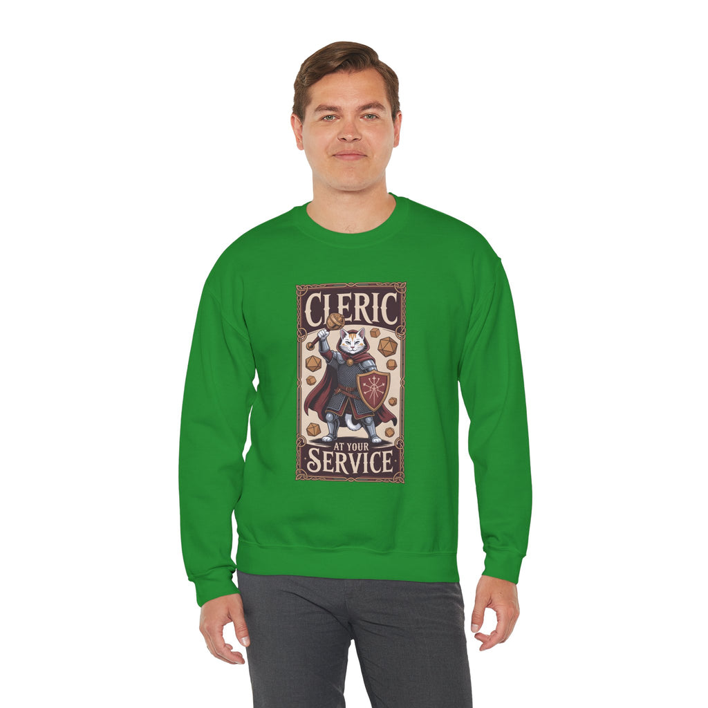 Cleric Cat at Your Service D&D Sweatshirt | Cat Lover RPG Gift