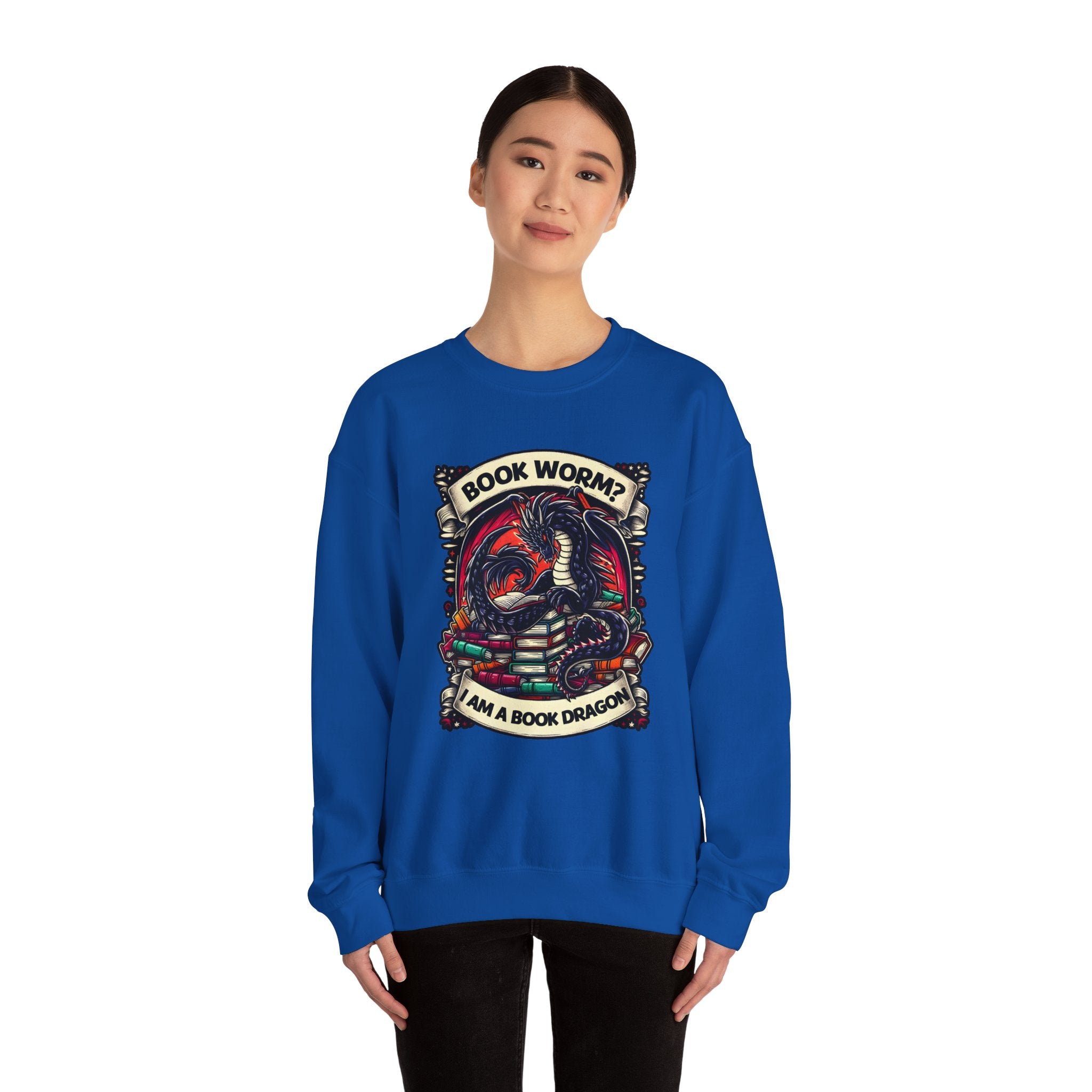 Book Worm? I Am a Book Dragon, Fantasy Reader Sweatshirt