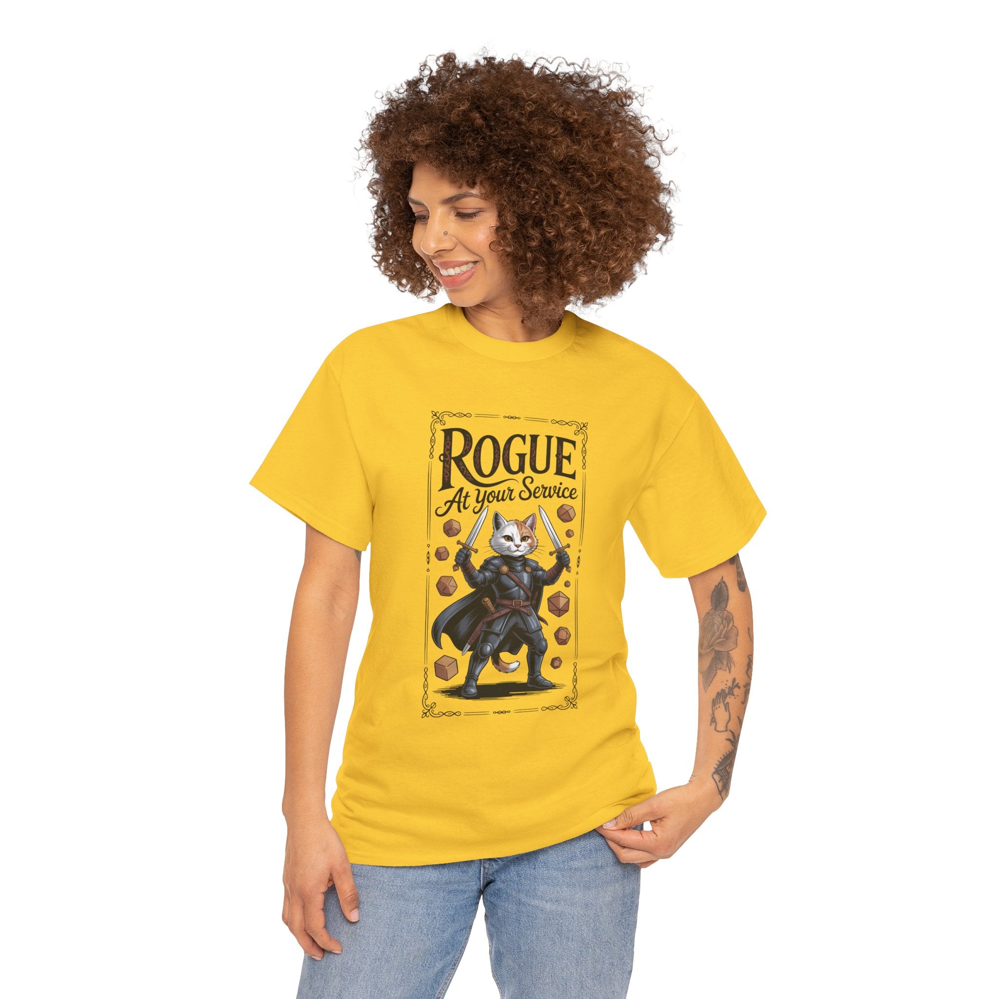 Rogue Cat at Your Serivece D&D T-shirt | Cat Lover RPG Gift