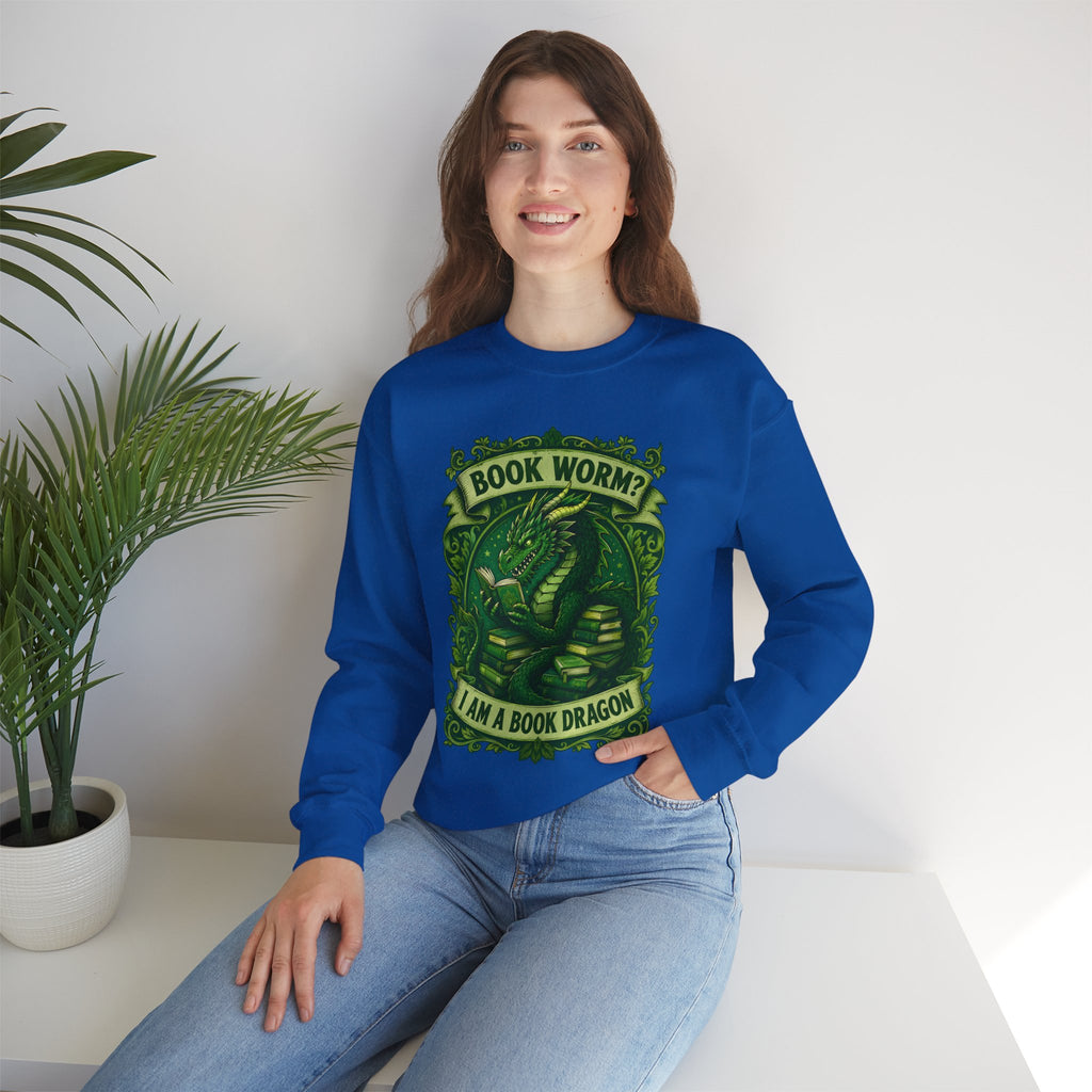 Book Worm? I Am a Book Dragon, Fantasy Reader Sweatshirt