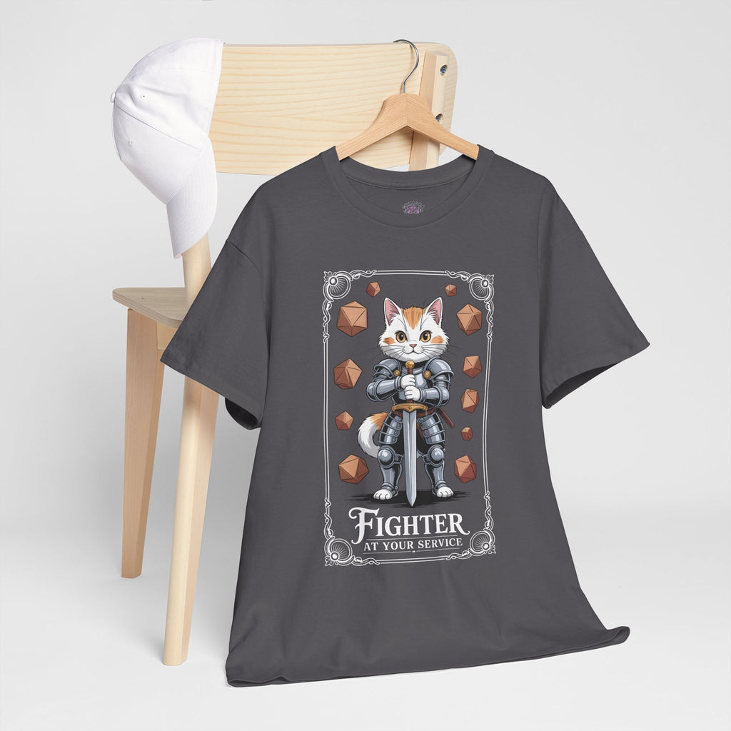 Fighter Cat at Your Service D&D T-shirt | Cat Lover RPG Gift
