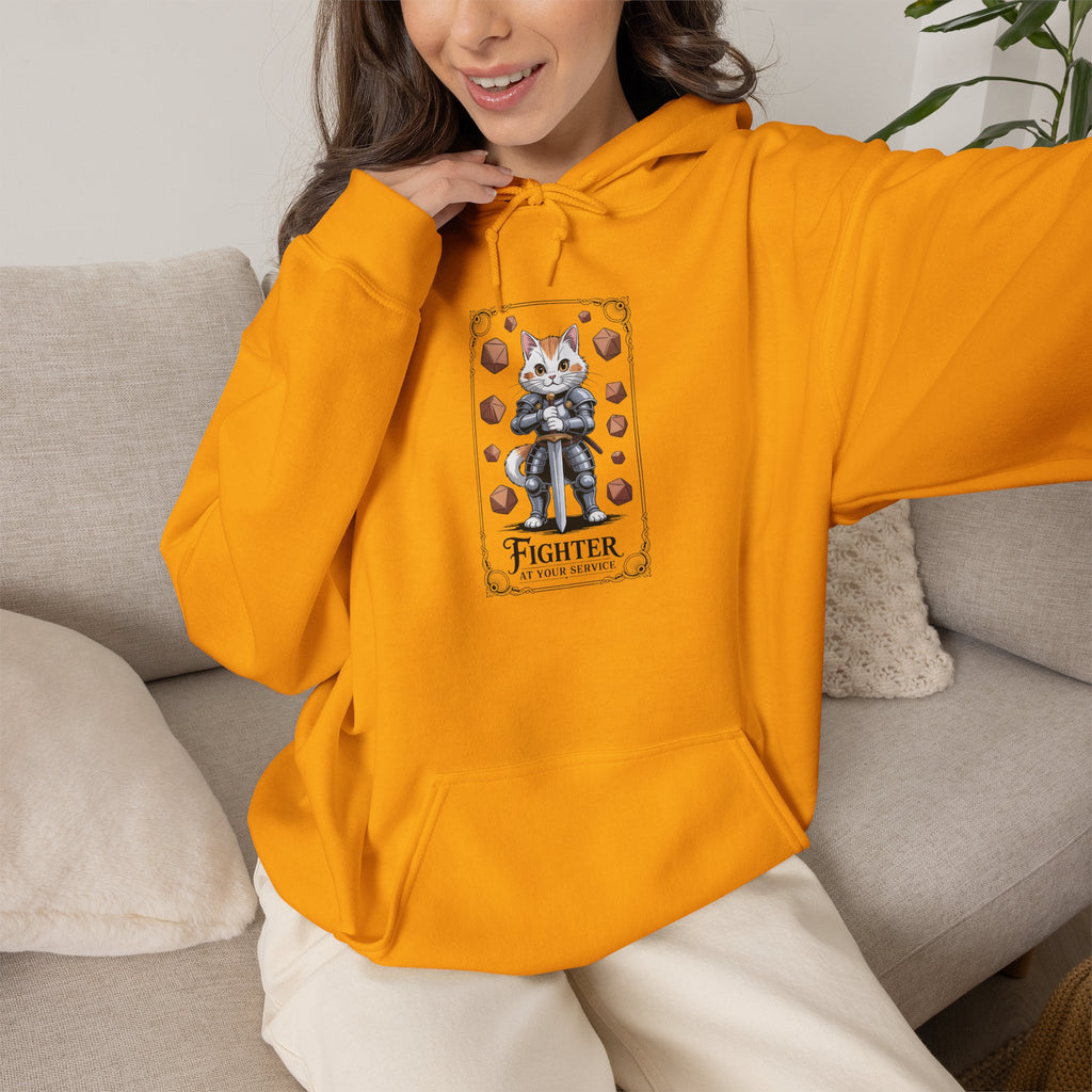 Fighter Cat at Your Service D&D Hoodie | Cat Lover RPG Gift